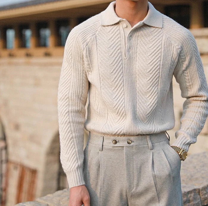 ALBERON KNIT LONG SLEEVE POLO