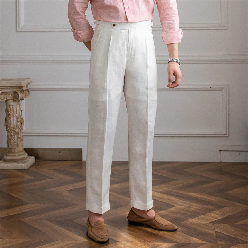 ALTIER CLUB LINEN PLEATED TROUSERS