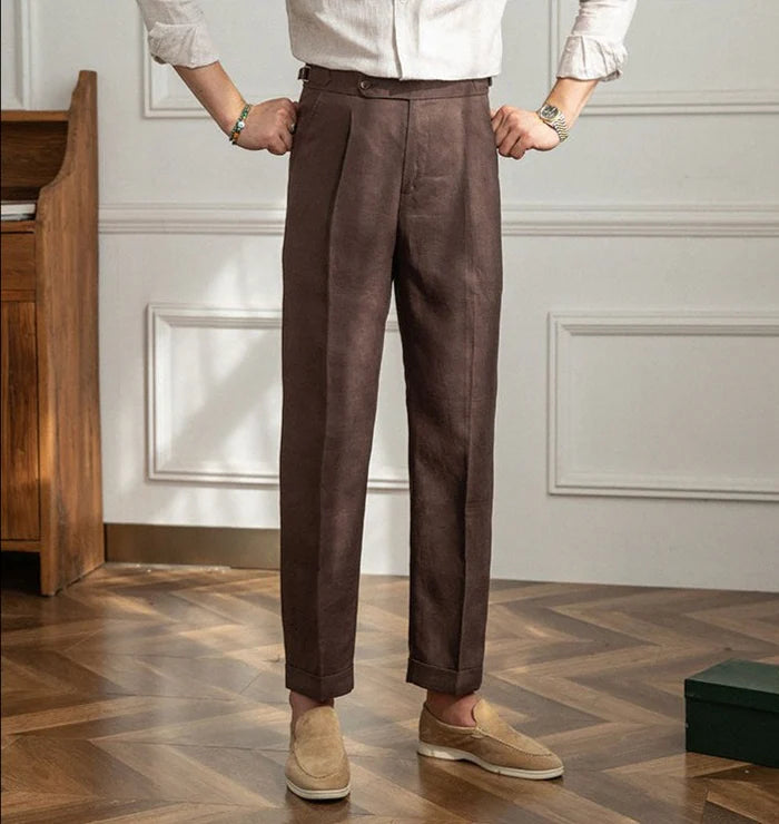 ALTIER CLUB LINEN PLEATED TROUSERS