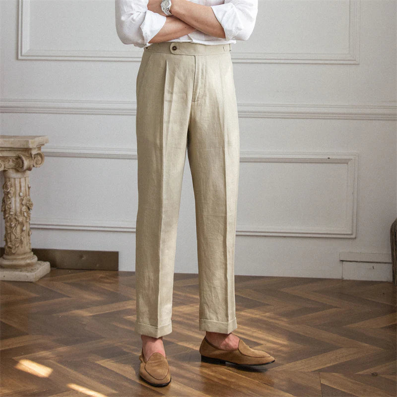 ALTIER CLUB LINEN PLEATED TROUSERS