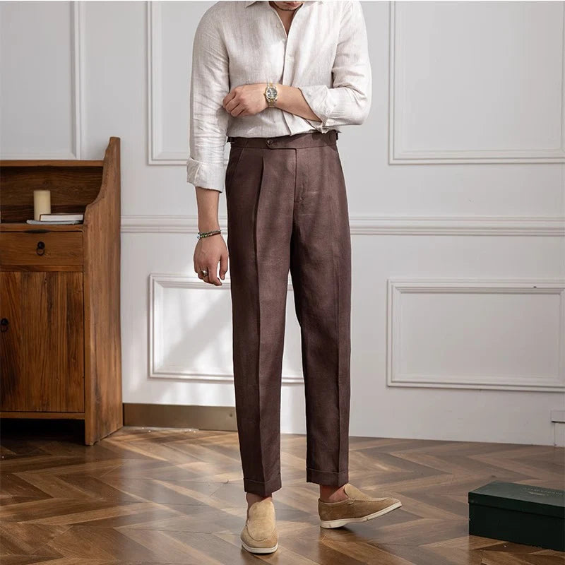 ALTIER CLUB LINEN PLEATED TROUSERS