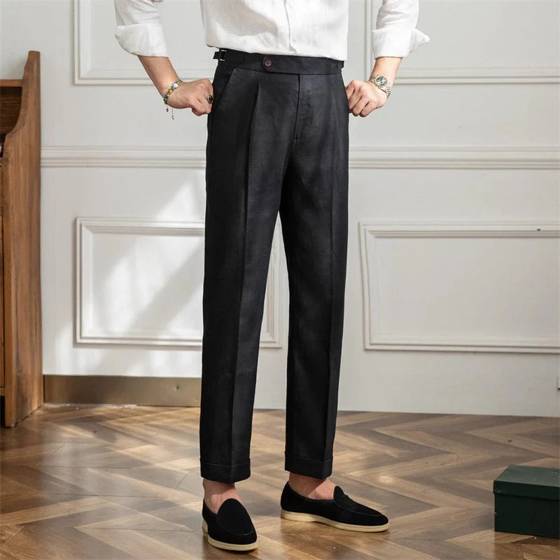 ALTIER CLUB LINEN PLEATED TROUSERS