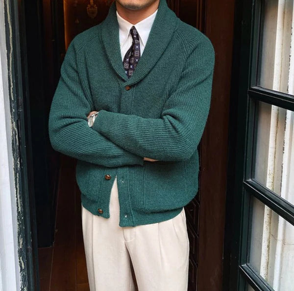 SABLE SHAWL KNITTED CARDIGAN