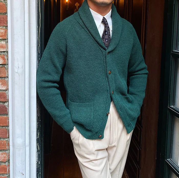 SABLE SHAWL KNITTED CARDIGAN