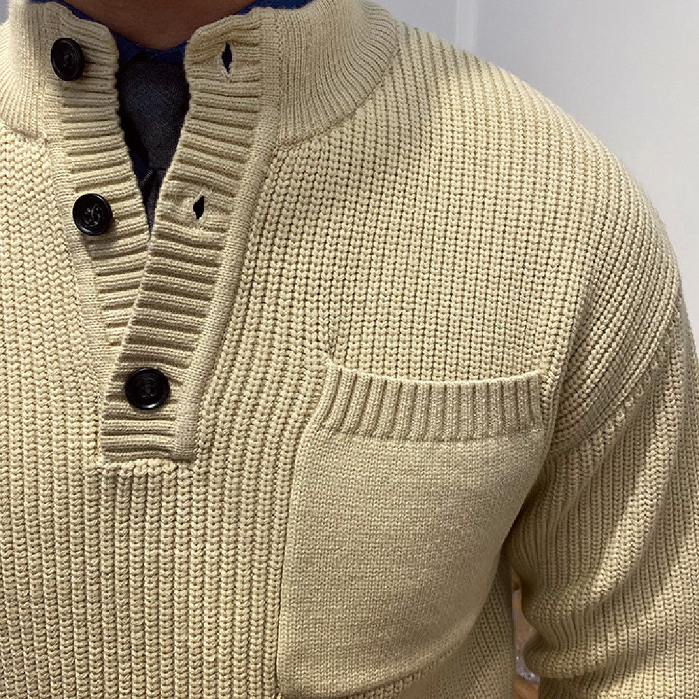 DUNES RIBBED CABLE KNIT BUTTON SWEATER
