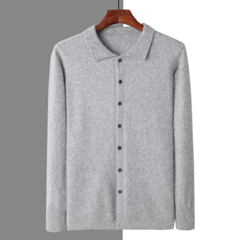 LEMARAIS 100% CASHMERE BUTTON POLO