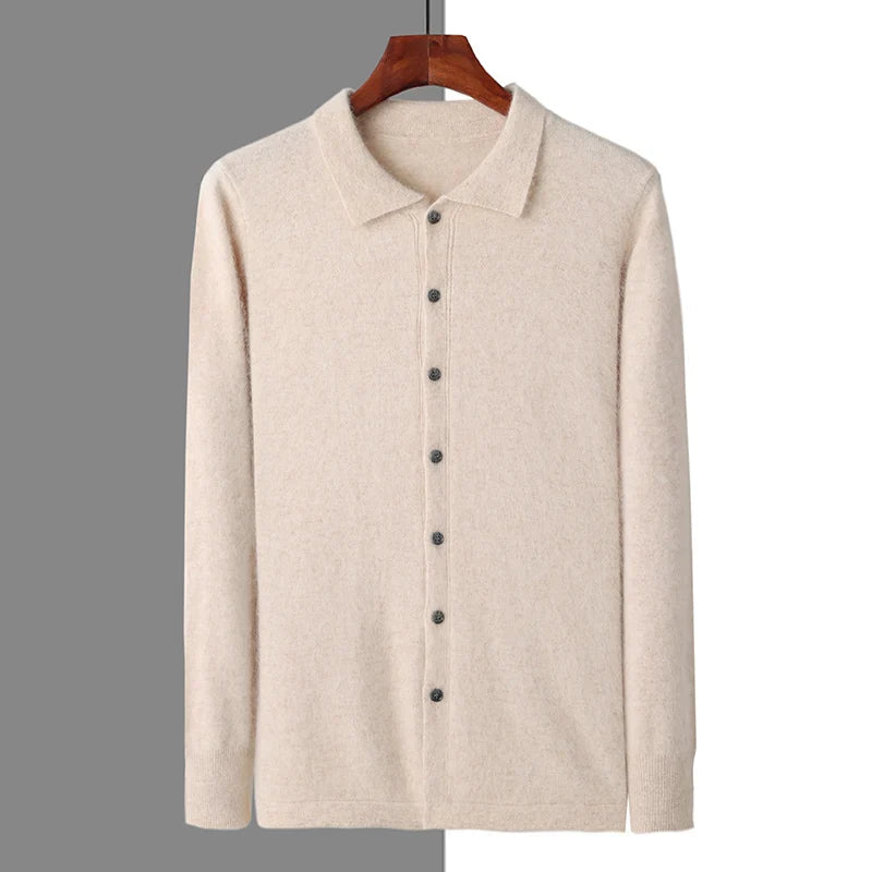 LEMARAIS 100% CASHMERE BUTTON POLO