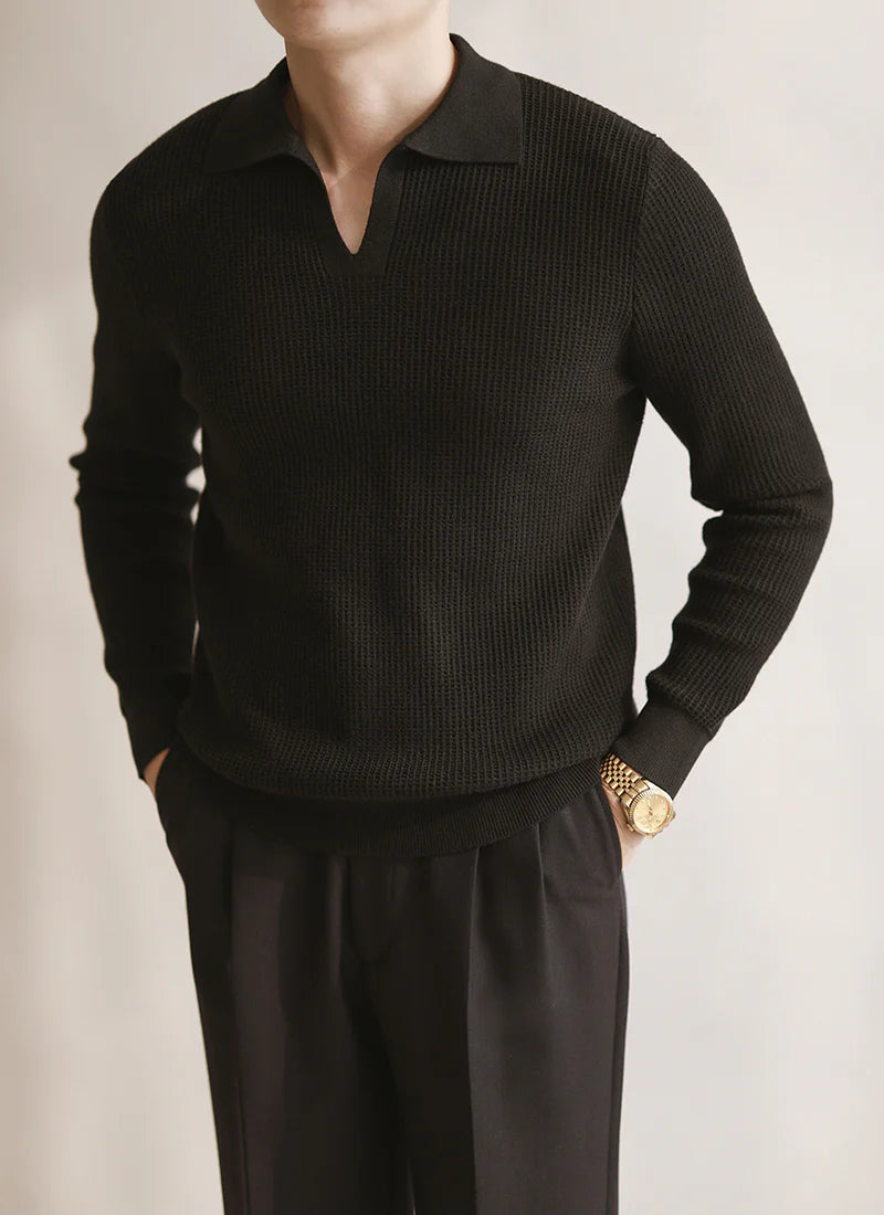 ASTOR KNIT LONG SLEEVE POLO