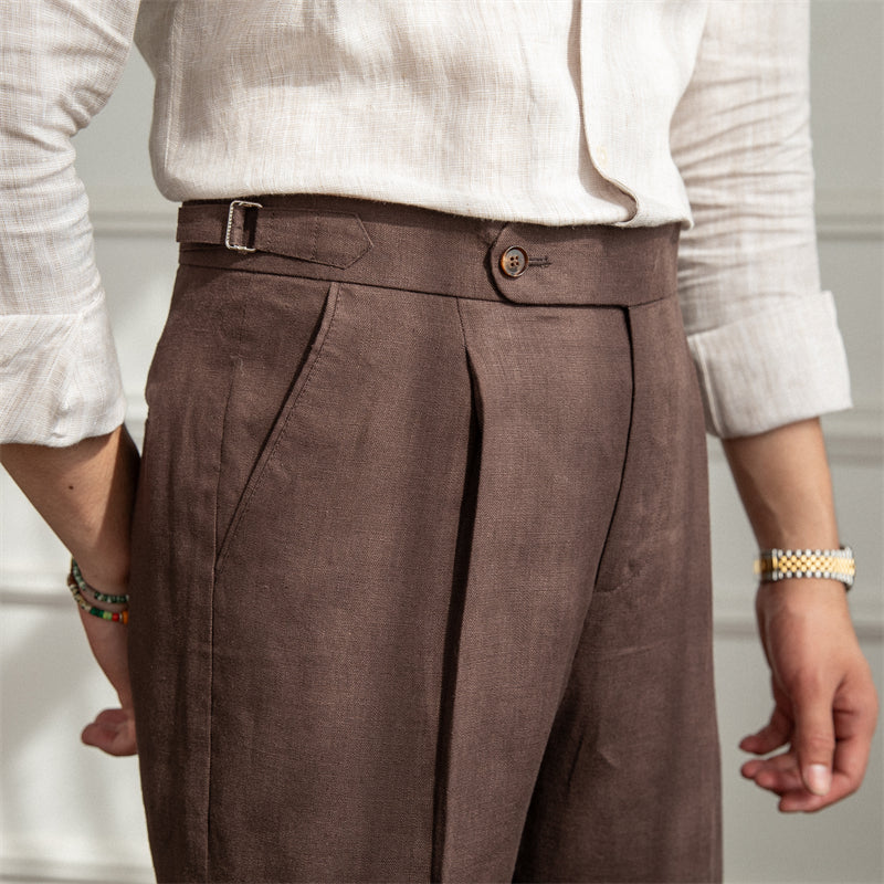 ALTIER CLUB LINEN PLEATED TROUSERS