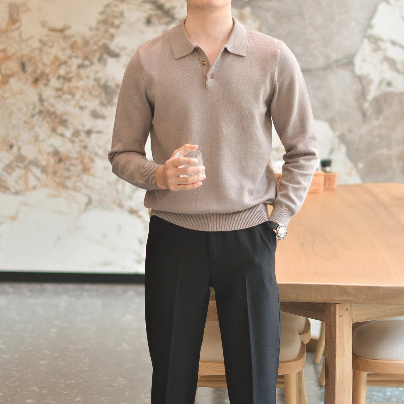 CAVELL LONG SLEEVE KNIT POLO