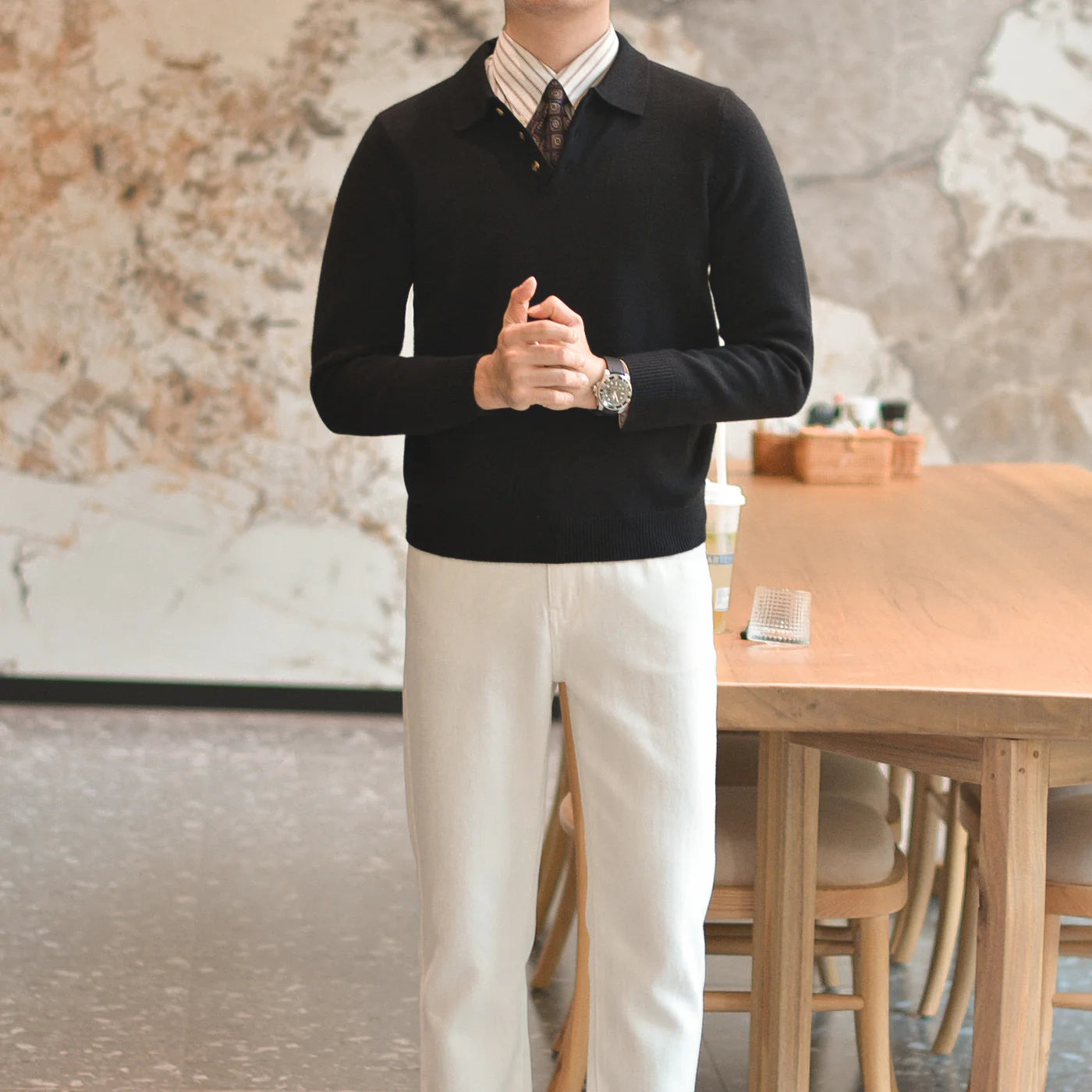 CAVELL LONG SLEEVE KNIT POLO