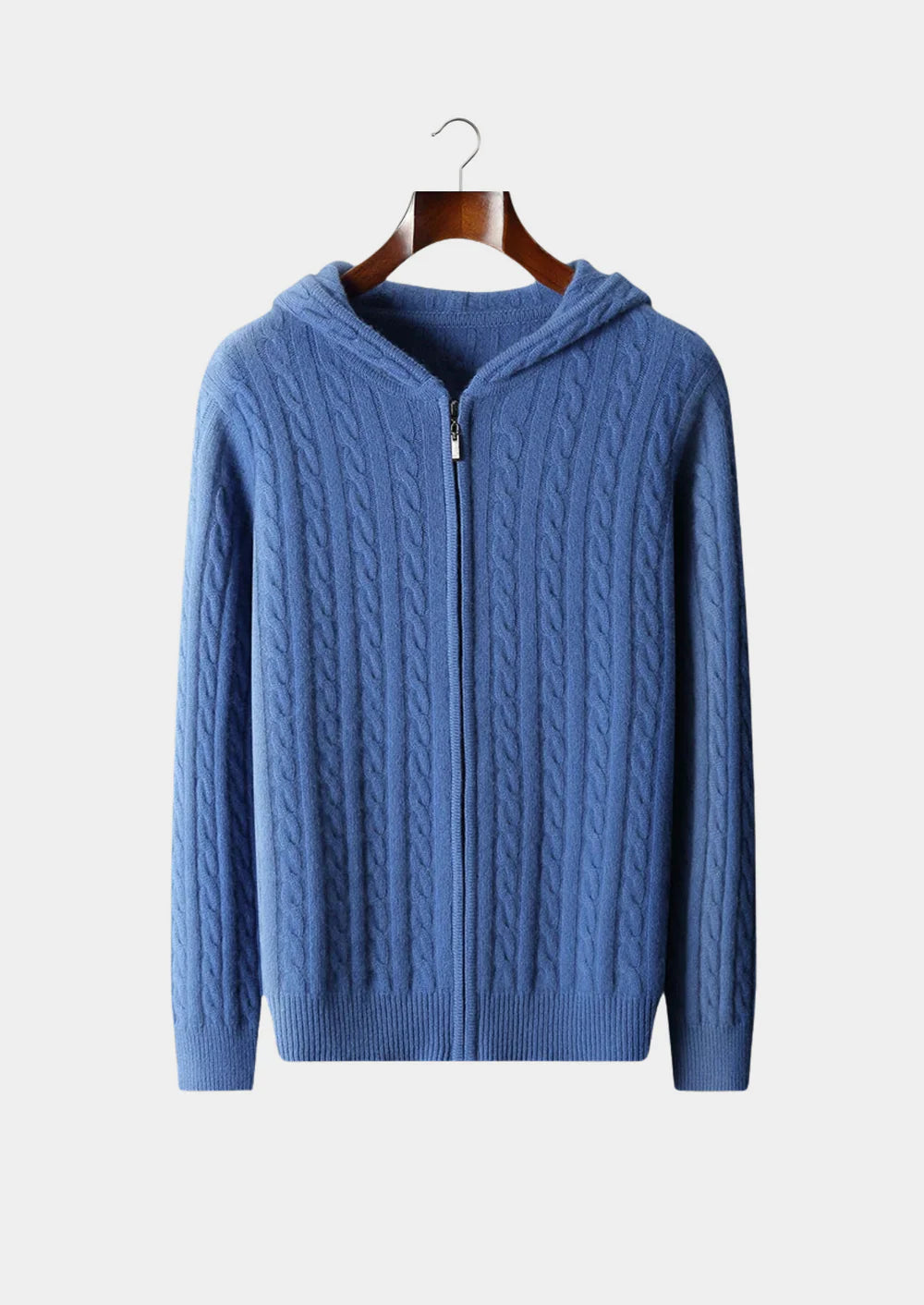 NOTTING 100% CASHMERE CABLE ZIP HODDIE