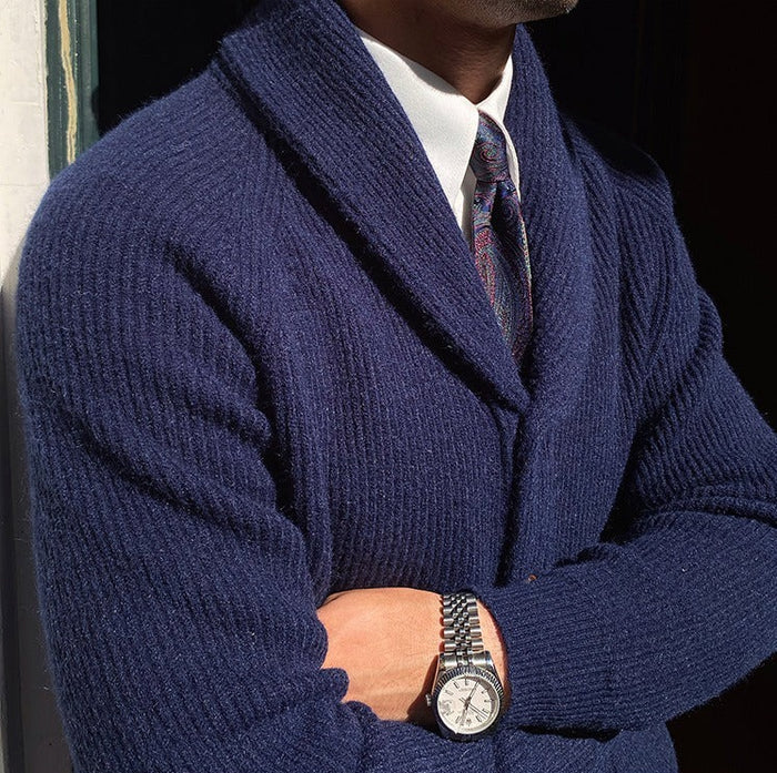 SABLE SHAWL KNITTED CARDIGAN