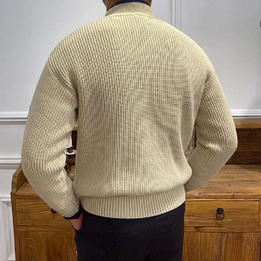 DUNES RIBBED CABLE KNIT BUTTON SWEATER