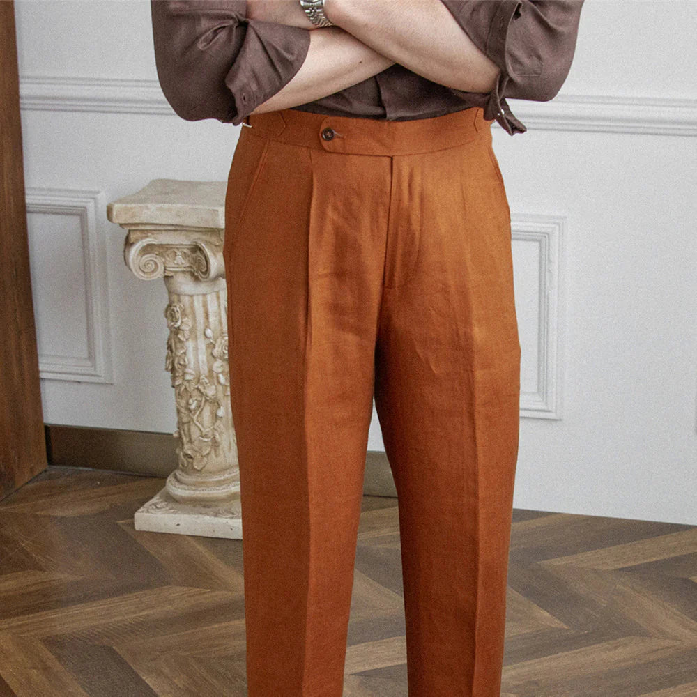 ALTIER CLUB LINEN PLEATED TROUSERS