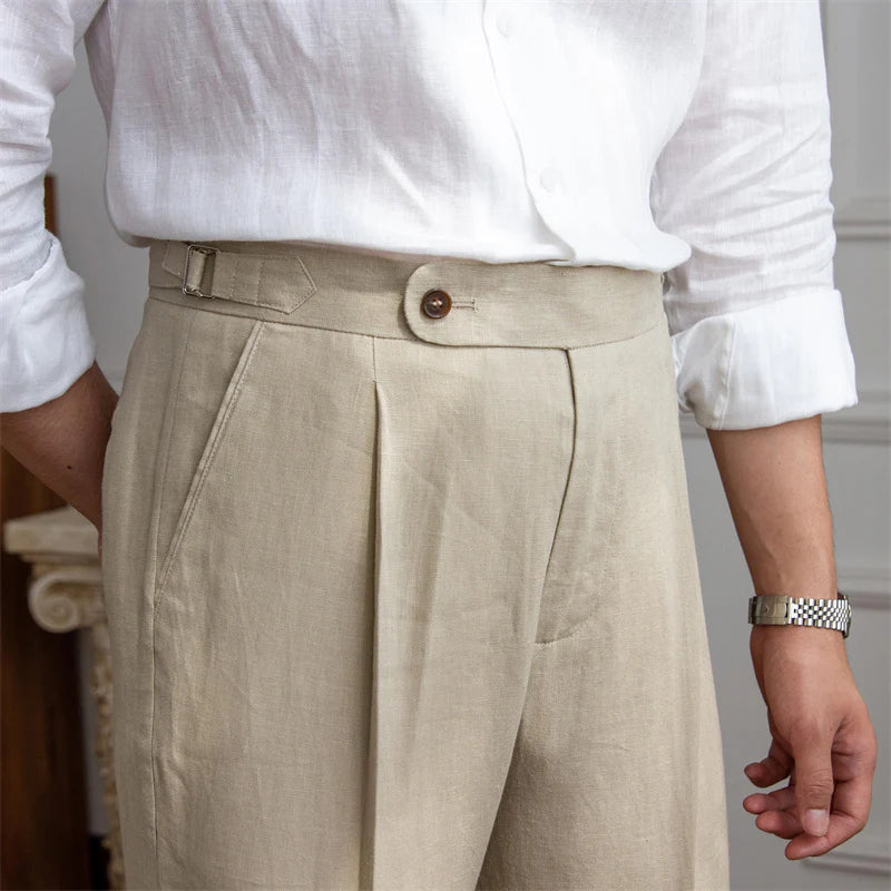 ALTIER CLUB LINEN PLEATED TROUSERS