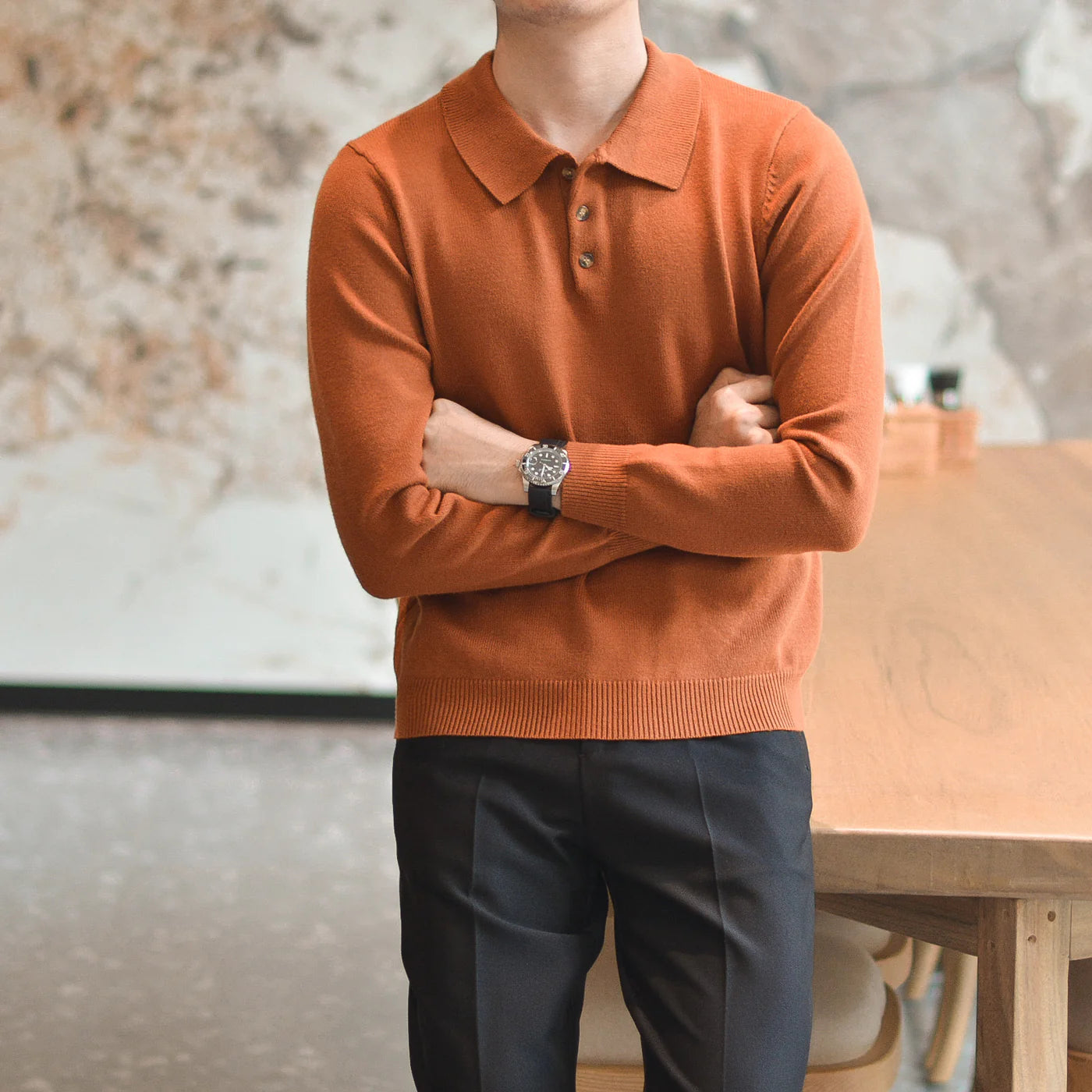 CAVELL LONG SLEEVE KNIT POLO