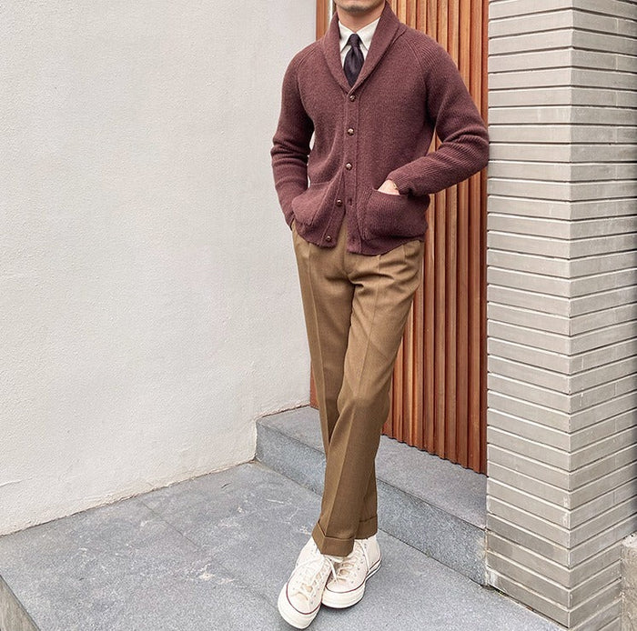 SABLE SHAWL KNITTED CARDIGAN