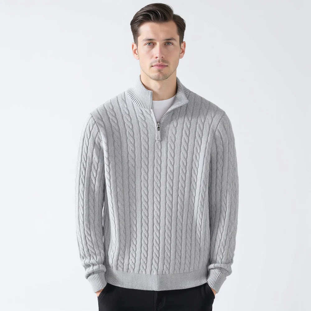 NEWPORT ZIP CABLE SWEATER