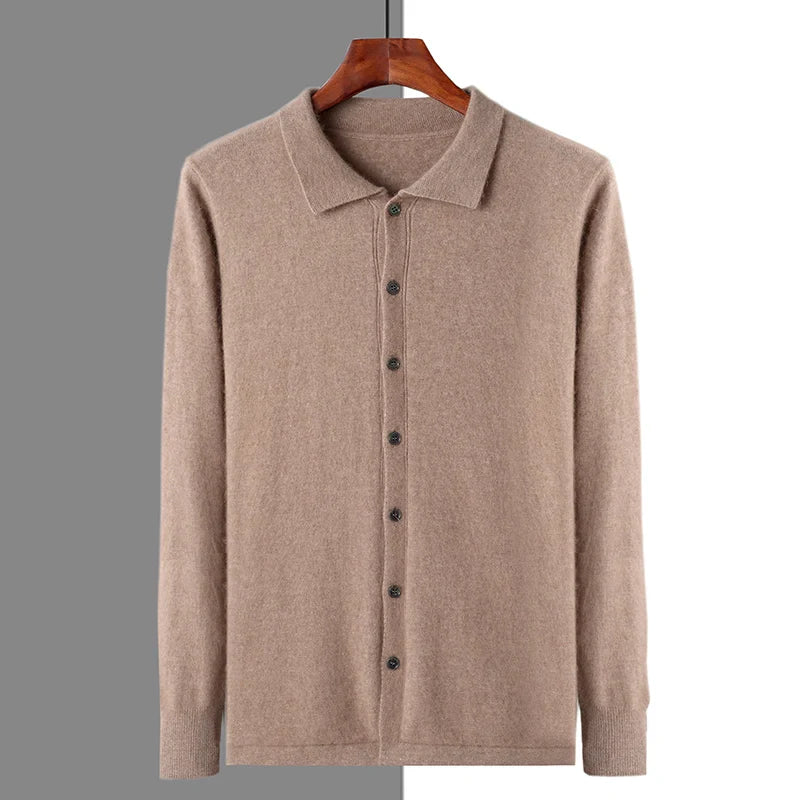 LEMARAIS 100% CASHMERE BUTTON POLO
