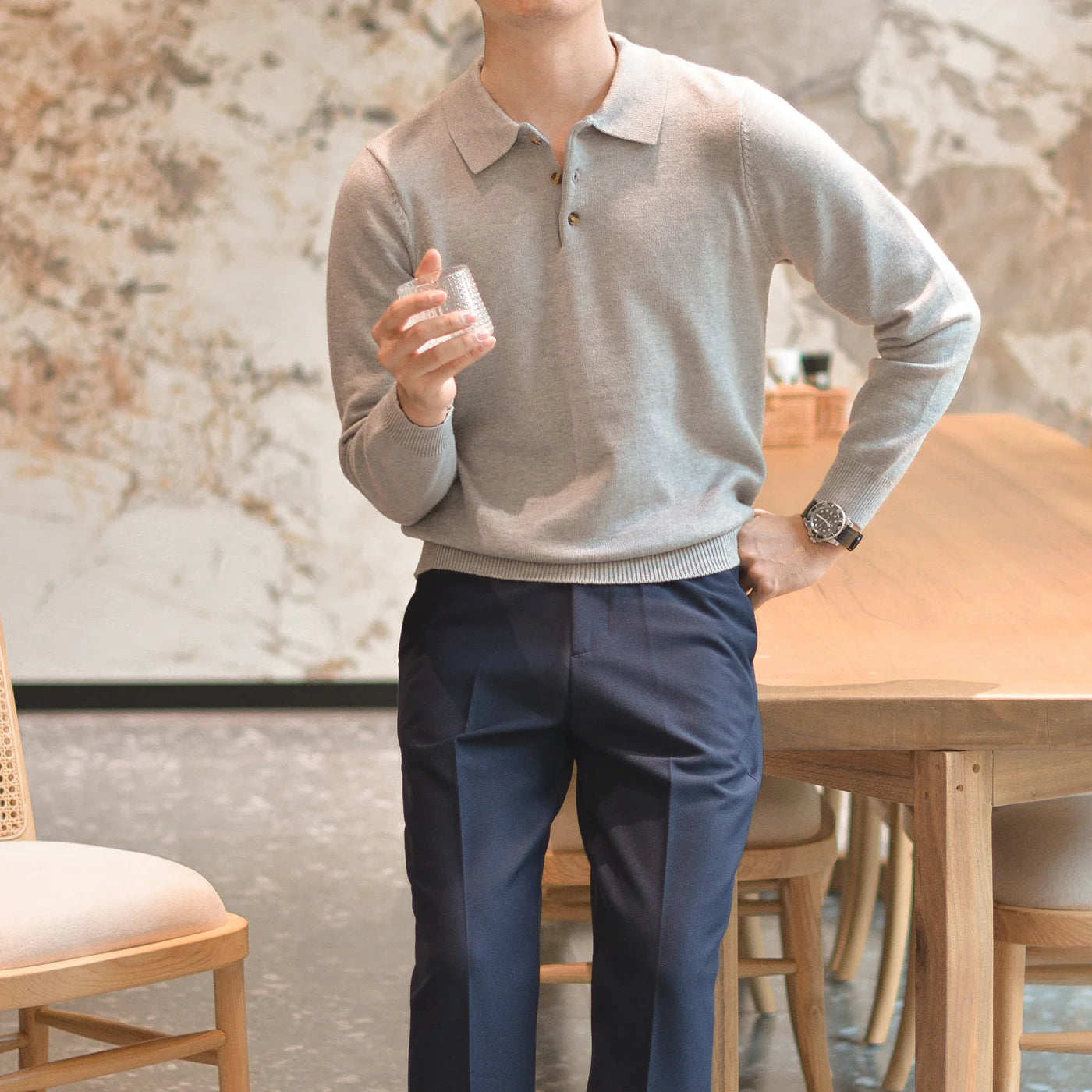 CAVELL LONG SLEEVE KNIT POLO